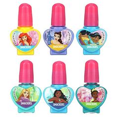 Have a colorful celebration with your favorite Disney Princesses and 6 enchanted Smackers® water-based nail polishes. Collect for yourself or honor your guests with nails that sparkle like jewels.Includes: 6 water-based nail polishes and 1 nail file. Disney Princess Nail Polish, Sparkly Christmas Nails, Christmas Nails Diy, Water Based Nail Polish, April Nails, Lip Gloss Homemade, Powder Nail Polish, Bling Phone Cases, Lip Smackers