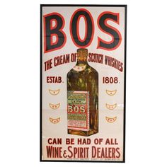 an old poster advertising boo's wine and spirit dealers