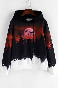 Halloween Forest, Stylish Hoodies, Anime Inspired Outfits, Tomboy Style Outfits, Moon Print, Mode Inspo, Tomboy Fashion, Red Hoodie, Girls Fashion Clothes