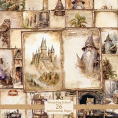 a collage of harry potter's hogwart school images and pictures with text