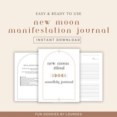 the new moon meditation journal is open and ready to use