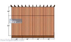 a drawing of a wooden fence with measurements for the top and bottom sections on it