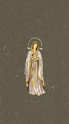 an image of the virgin mary in gold and white