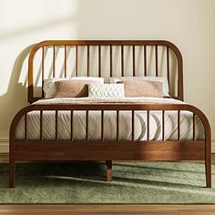 Solid Wood Spindle Bed Bright Cottage Bedroom, Joanna Gaines Bedroom Ideas, Wood Spindle Bed, Spindle Headboard, Bed Stands, Spindle Bed, Bed Stand, Wood Bed Frame, Solid Wood Bed