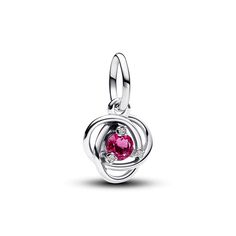 This intricate Pink Eternity Circle Dangle Charm is a must-have for any collection. Crafted in lustrous sterling silver, it features an openwork infinity braid decorated with a central pink man-made crystal, elegantly surrounded by three clear cubic zirconia. The intricate design symbolizes eternity and adds an additional layer of meaning to the piece. Elevate your bracelet with this essential piece or gift it as a representation of an everlasting bond. Bracelet not included with purchase. Pando Elegant Infinity Charms Jewelry, Elegant Infinity-style Jewelry With Charms, Bond Bracelet, Pink Man, Infinity Braid, October Pink, Pink Men, Pandora Style, Pandora Bracelets