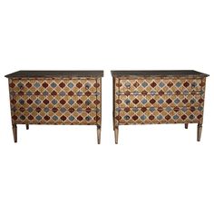 two pieces of furniture with different patterns on them