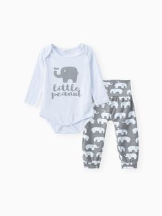 * Each size includes：1 romper & 1 pants & 1 hat
* Soft and comfy
* Bottom snap on romper
* Elasticized waist
* Material: 95% Cotton, 5% Spandex 
* Machine wash, tumble dry
* Imported Elephant Onesie, Baby Boy Onesies, Elephant Print, Baby Sets, Boy Girl, Cotton Spandex, Onesies, Baby Onesies