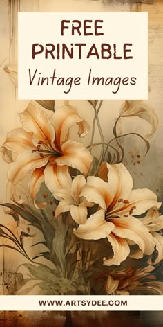 an image of flowers with the text free printable vintage images