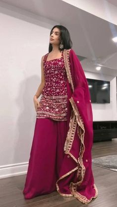 Embroidery Lace Border, Suits For Women Indian, Sharara Designs, Gaun Fashion