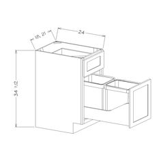 White Shaker 18 Single Drawer Base Cabinet w/ Double Trashcan Pullout Kit Drawer Dimensions, Base Cabinet, Base Cabinets, Kitchen Cabinets, Drawers, White