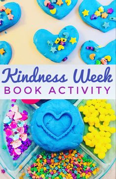 the book is filled with heart shaped cookies and sprinkles for valentine's day