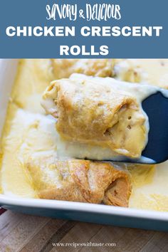 a casserole dish filled with chicken crescent rolls