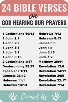 a poster with the words 24 bible verses on god's having our prayer