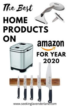 an advertisement for the best home products on amazon for year 2020 with kitchen utensils and toaster