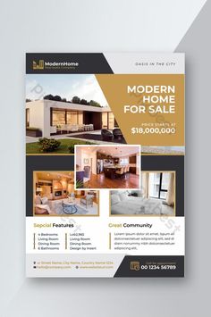 a modern home for sale flyer template