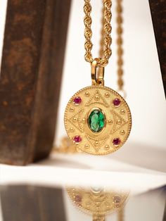 Gold Byzantine Necklace With Round Pendant, Yellow Gold Byzantine Medallion Necklace, Gold Byzantine Pendant Necklace, Yellow Gold Byzantine Pendant Jewelry, Ancient Yellow Gold Medallion Necklace, Byzantine Necklace, Ruby Pendant, Greek Jewelry, Medallion Necklace