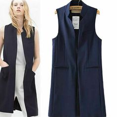 Product Description * Item:Womens Sleeveless Blazer Office Wear Waistcoat Outerwear Long Coat Causal Jacket * Condition: 100% Brand New * Color:Black.Blue.White * Size:Asian S-L * Package:1pc Dress (without any accessories ）    Please note: 1.Please allow a little error due to manual measurement. 2.The color maybe a little difference because of the light,screen reflection etc. 3.If you are not sure what size to choose, you can tell us your height and weight, we will recommend the right size for Long Vest Jacket, Office Outfits Women Casual, Fall Suit, Office Casual Outfit, Long Coat Jacket, Office Outfits Women, Long Coat Women, Long Vest