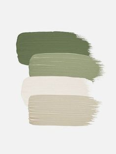 three shades of green and white paint on a white background, each with different colors