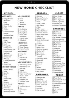 the new home checklist on an ipad