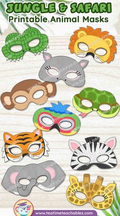 printable animal masks for children to make them look like they are wearing different colors