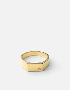 Geo Signet w/Diamond, Gold, Polished | Men's Rings | Miansai Mens Designer Jewelry, Rectangular Prism, Polished Man, Mens Rings Fashion, Signet Ring Men, Mens Gold Jewelry, Mens Gold Rings, Gold Signet Ring, Engagement Rings For Men