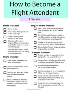 a checklist with the words how to become a flight attendant