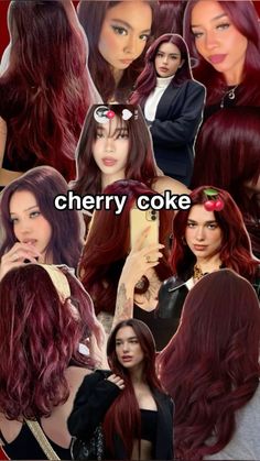 Intense Cherry Red Hair, Hair Color Cherry Red, Garnier Red Hair Color, Wine Colour Hair, Cherry Hair Aesthetic, Wine Red Hair Aesthetic, Deep Cherry Red Hair Burgundy, Aesthetic Hair Colour, Dark Wine Hair