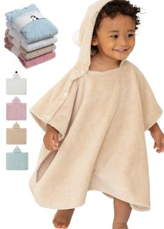 PRICES MAY VARY. Rayon from Bamboo & Cotton Blended : Bath towels for baby are made of Rayon-cotton offering you durability, ultimate softness, and quick dry. Soft cotton ensures ultimate softness and are highly absorbent providing the body a delicate and soft touch. Thoughtful-Detail: Hooded Design / Hang Ring for Quick Dry / Snap Button / Removable Care-Label. Oeko-Tex Certified: These towels are Oeko-Tex Certified. Oeko-Tex is an independent Certification system that ensures textiles meet hig Baby Bath Towels, Baby Hooded Towel, Baby Bath Towel, Babies Newborn, Baby Swimwear, Hooded Baby Towel, Towels Kids, Hooded Poncho, Baby Towel