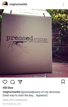 a box that has been placed on top of a brick floor with the words pressed into it