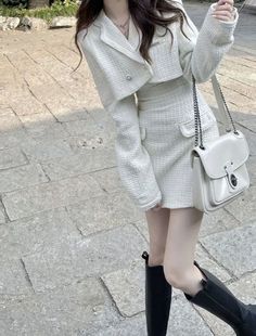 Mode Ulzzang, Trendy Dress Outfits, Crop Blazer, Korean Girl Fashion, 2022 Fashion, White Crop