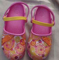 Crocs Mary Jane Clogs With Citrus Fruit Nwot Yellow Fun Slip-on Sandals, Yellow Non-slip Sandals With Round Toe, Yellow Non-slip Round Toe Sandals, Fun Yellow Non-slip Sandals, Yellow Slip-on Fun Sandals, Yellow Non-slip Beach Clogs, Yellow Non-slip Casual Clogs, Yellow Fun Style Slip-on Sandals, Summer Playtime Clogs With Round Toe