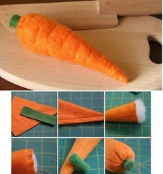 the carrot is being made with felt