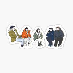 three people sitting on a bench sticker