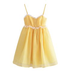 F00109668-104 Dolly Dress, Ethereal Dress, Organza Dress, Camisole Dress, Genesis Evangelion, Yellow Plaid, Neon Genesis, Spring Women, Hoco Dresses