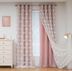 PRICES MAY VARY. MYSKY HOME Bedroom Living Room Window Curtains White Sheer with Pom Pom Double Layers 2 Panels Grandchildren Room Bedrooms, Pink Purple Nursery, Pastel And White Bedroom, Dusty Rose Pink Bedroom, 4 Panel Curtain Ideas, Curtains For Kids Bedroom, Pink Sage Nursery, Blush Pink Baby Nursery, Peach Orange Bedroom