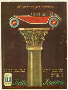 an advertisement for the italian automobile manufacturer's motor car, which was introduced in 1932