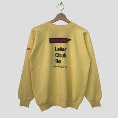 Vintage 80's Trampo Yellow Sweatshirt Medium Trampo Ladies Circuit Run Spell Out Sweater Trampo Crewneck Trampo Usa Pullover Jumper Size M by MyFinalSpace on Etsy