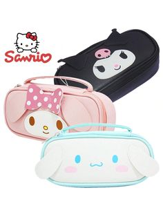 Multicolor  Collar  ABS   Embellished Sanrio Storage, Kuromi Anime, Girl School Supplies, Kawaii Hello Kitty, Hello Kitty Kuromi, Images Kawaii, Pen Bag, Cat Plush Toy, Cat Cartoon