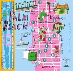 a map of palm beach, florida with all the places to go and what to see