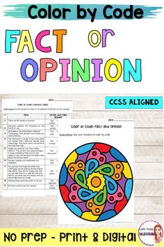 the color by code fact or opinion worksheet for students to practice their math skills