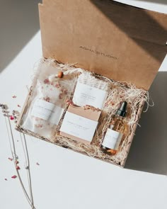 Glow Self Care Gift Box will make a perfect pampering spa gift for your loved one. Includes curated self care products made with skin-nourishing ingredients and relaxing essential oils. ● Handmade in small batches  ● Palm-free and cruelty-free ● Scented with essential oils ● No artificial fragrances or colourants GIFT BOX CONTENT: 1 Bath Salts 4 oz. (113 g) Choose one from: ● Lavender Calm (lavender, patchouli, ylang ylang, palmarosa, vetiver, lavender buds, chamomile flowers) ● Eucalyptus Detox (eucalyptus, peppermint, rosemary, tea tree, sweet orange, calendula petals) ● Flower Goddess (bergamot, white grapefruit, rose geranium, ylang ylang, jasmine, neroli, jasmine flowers, rose petals) 1 Body + Face Bar 4.5 oz (127g) Choose two from: ● Charcoal Rose (activated charcoal, geranium, roman Self Care Package Gift Ideas, Gift Box For Women, Mothers Day Gift Box Ideas, Self Care Box Ideas Gift, Self Care Boxes, Spa Gift, Wellness Box, Luxury Gift Boxes, Skincare Gift Box