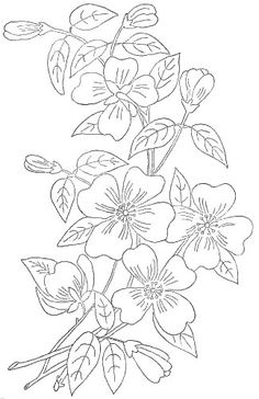 flowers are shown in this black and white drawing