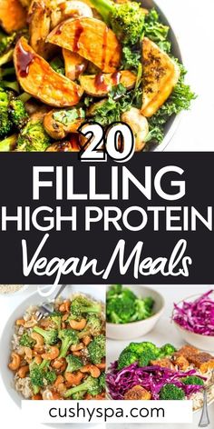 20 high protein vegan meals with text overlay