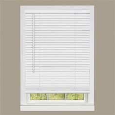 a window with white blinds in it