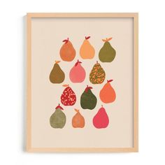 an art print with different pears on it