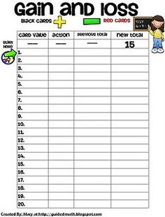 gain & loss math game - might help with adding and subtracting integers.