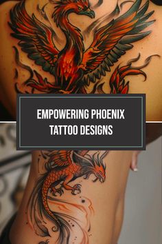 the back of a woman's stomach with tattoos on it and an image of a bird