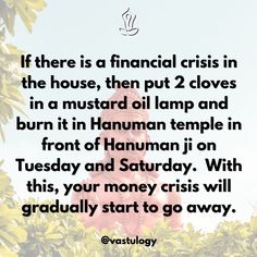 a buddha statue with the words if there is a financial crisis in the house, then put