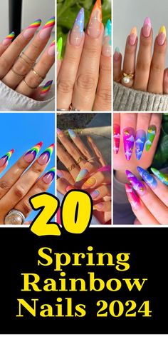 Rainbow Nails Design, Spring Break Nails, Rainbow Nail, Spring Acrylic Nails, Broken Nails, Cute Spring Nails