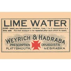 the label for lime water, which is used to make soaps and lotion